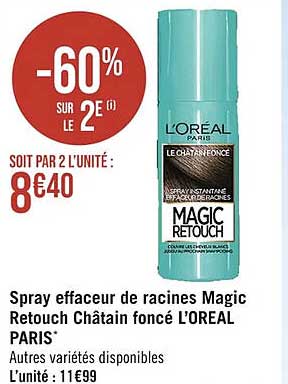 spray effaceur de racines magic retouch châtain foncé l'oréal paris