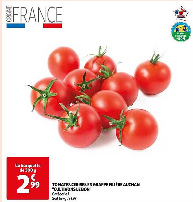 tomates cerises en grappe filière auchan "cultivons le bon"