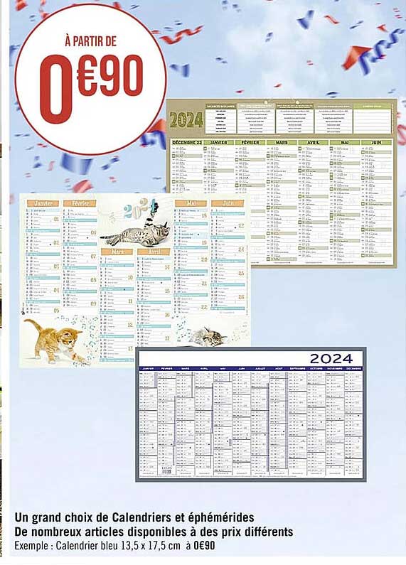 un grand choix de calendriers et éphémérides de nombreux articles disponibles à des prix différents