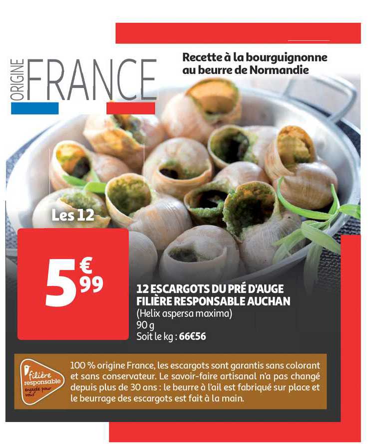 12 escargots du pré d'auge filière responsable auchan