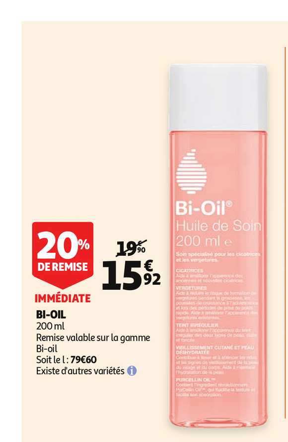 bi oil 20% remise immédiate