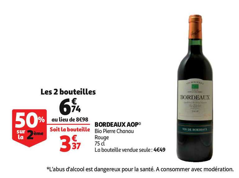 bordeaux aop bio pierre chanau 50% sur la 2ème