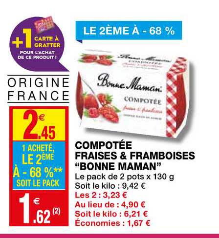 compotée fraises & framboises bonne maman