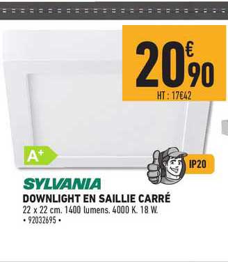 downlight en saillie carré sylvania