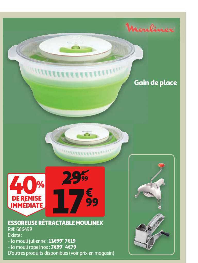 Essoreuse Rétractable Moulinex 40% Remise Immédiate