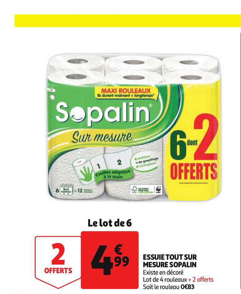 essuie tout sur mesure sopalin 4+2 offerts