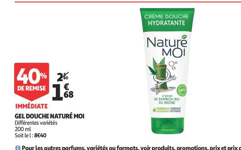 gel douche naturé moi 40% remise immédiate