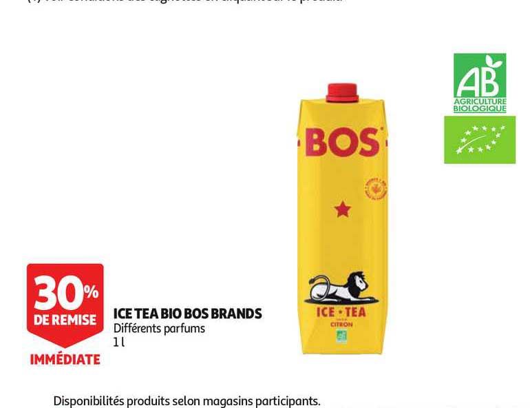 ice tea bio bos brands 30% remise immédiate