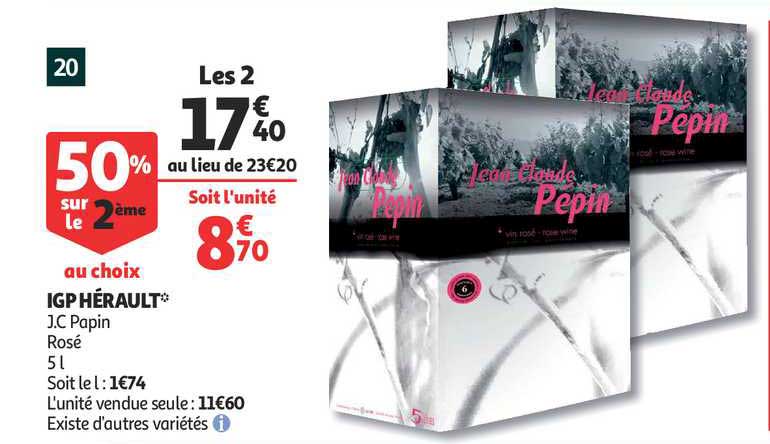 igp hérault j.c. papin 50% sur le 2ème au choix