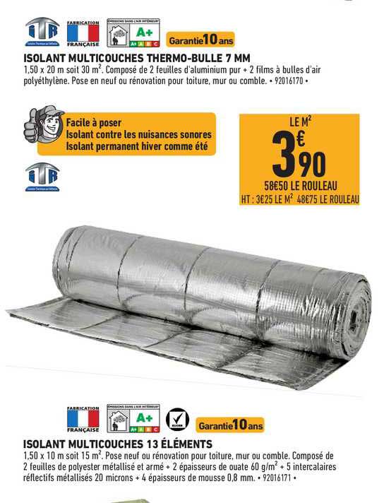 isolant multicouches 13 éléments isolant multicouches thermo bulle 7 mm