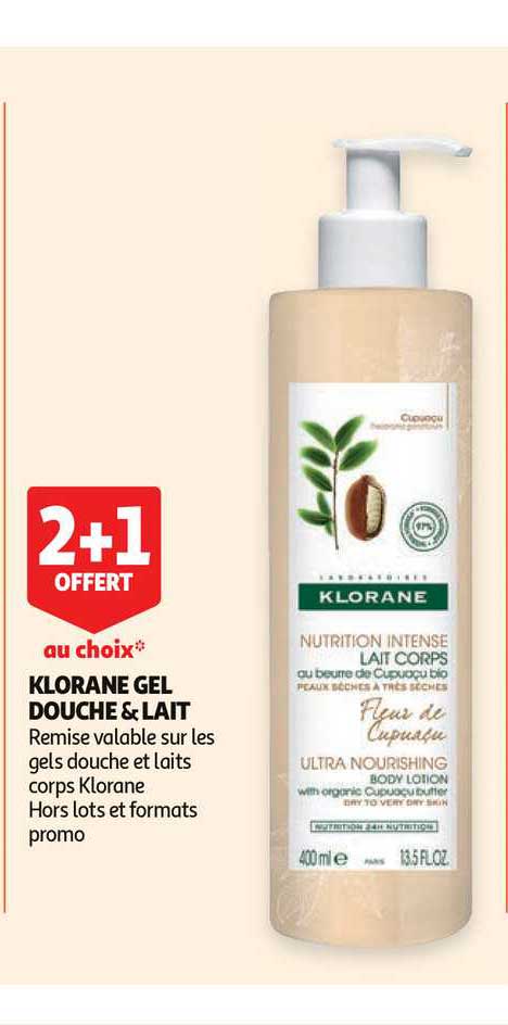 Klorane Gel Douche & Lait 2+1 Offert Au Choix