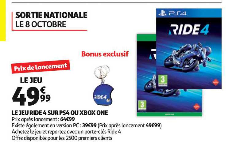 le jeu ride 4 sur ps4 ou xbox one