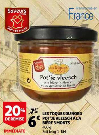 les toques du nord pot'je vleesch à la bière 3 monts 20% remise immédiate