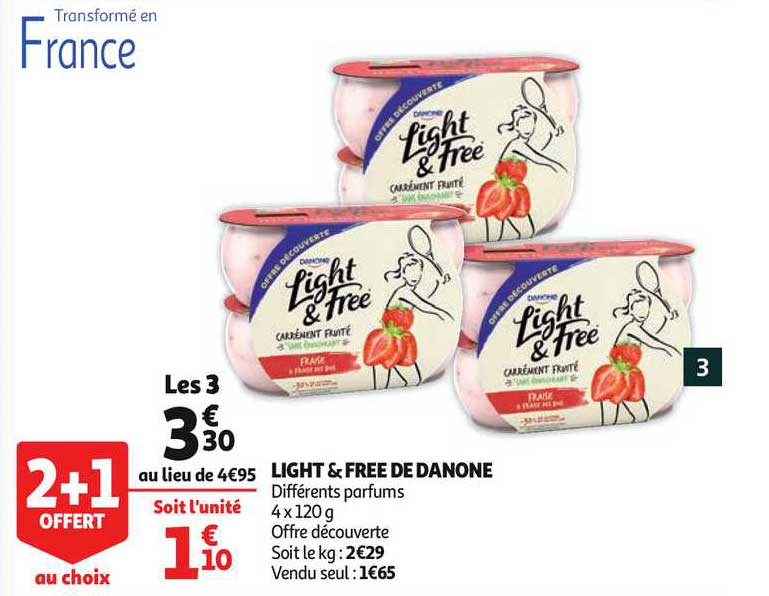 Light & Free De Danone 2+1 Offert Au Choix