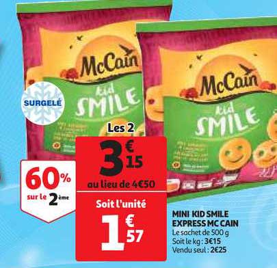 mini kid smile express mc cain 60% sur le 2ème