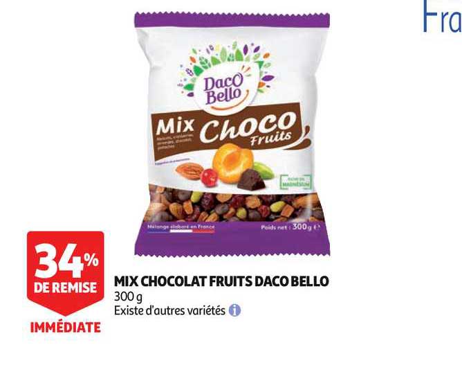 mix chocolat fruits daco bello 34% remise immédiate