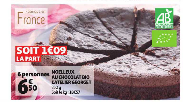 moelleux au chocolat bio l'atelier georget