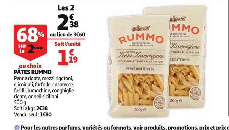 Pâtes Rummo 68% Sur Le 2ème Au Choix