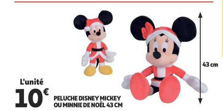 Peluche Disney Mickey Ou Minnie De Noël 43 Cm