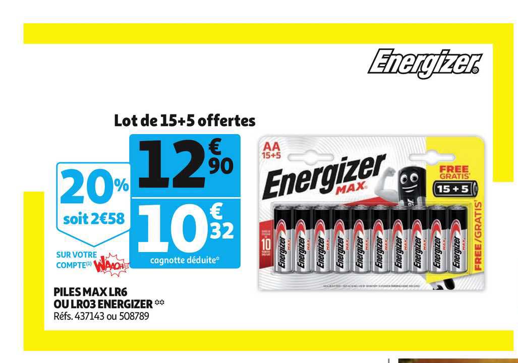 piles max lr6 ou lr03 energizer
