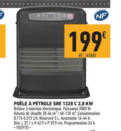 poêle à pétrole sre 1328 c 2.8 kw