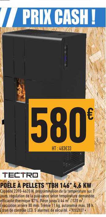 pôle à pellets tbh 146 4.6 kw tectro