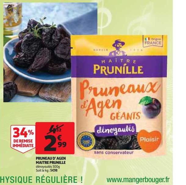 pruneau d'agen maître prunille 34% remise immédiate
