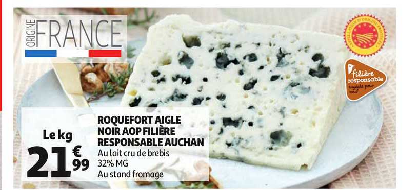 roquefort aigle noir aop filière responsable auchan