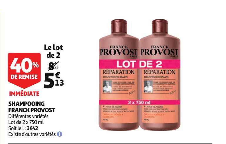 shampooing franck provost 40% remise immédiate