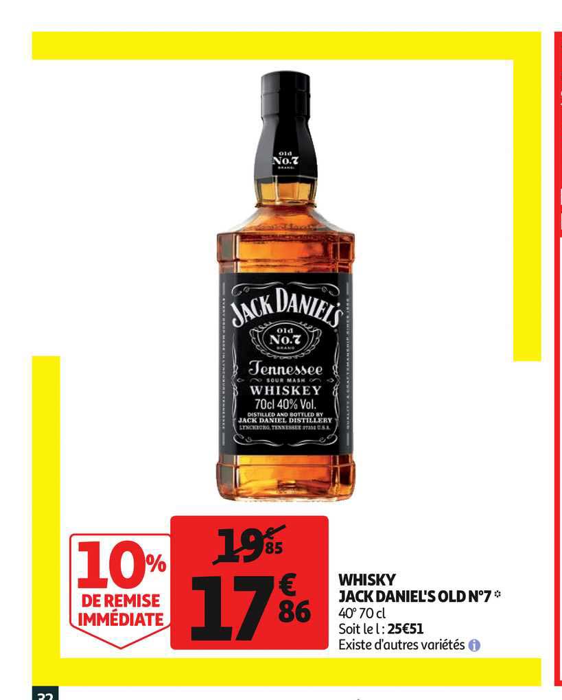 whisky jack daniel's old n°7 10% remise immédiate