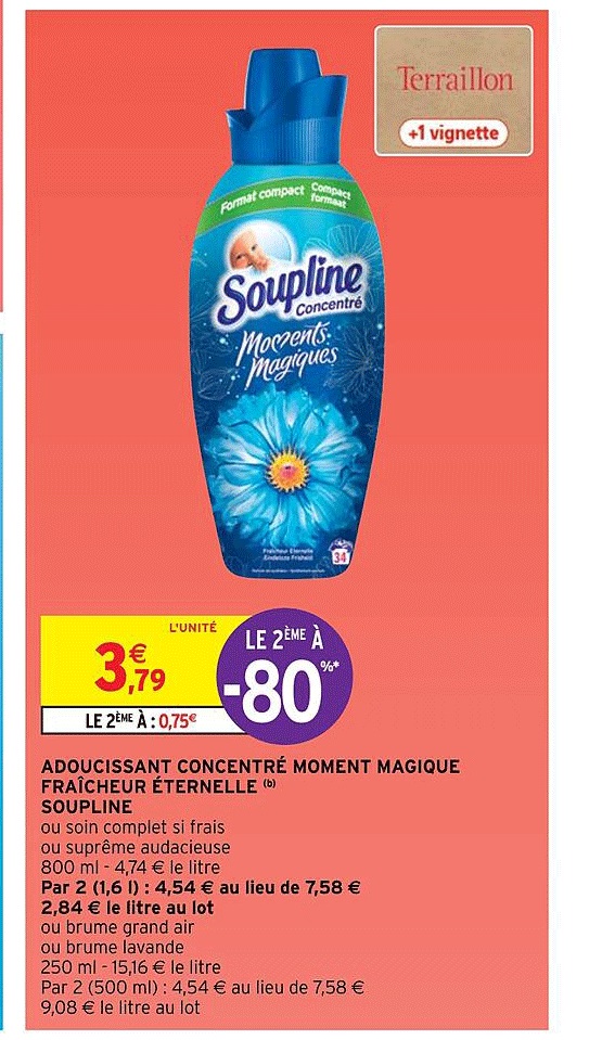 adoucissant concentré moment magique fraîcheur éternelle soupline