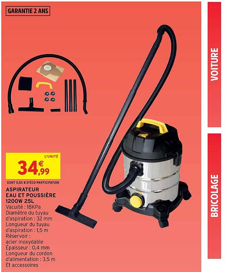 aspirateur eau et poussière 1200w 25l
