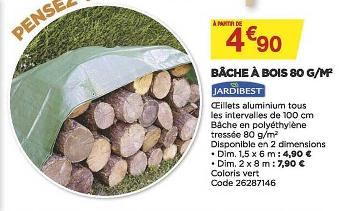 bâche à bois 80 g-m² jardibest