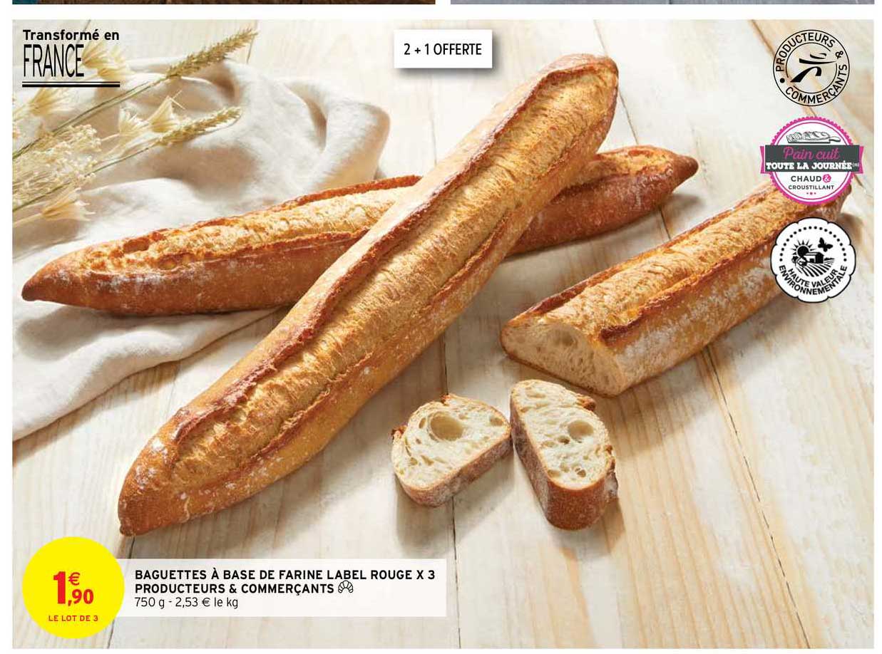 baguettes à base de farine label rouge x3 producteurs & commerçants