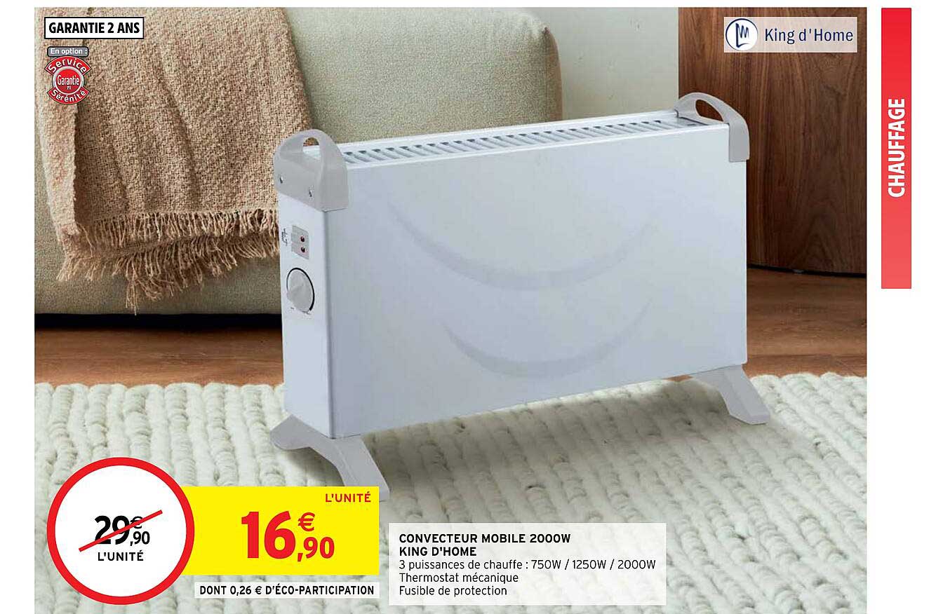 Convecteur Mobile 2000w King D'home