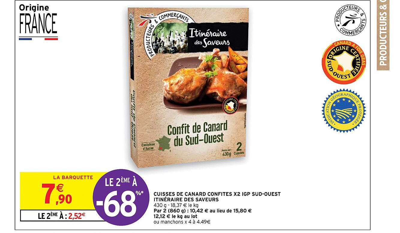 cuisses de canard confites x2 igp sud-ouest itinéraire des saveurs