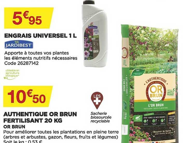 engrais universel 1 l, authentique or brun fertilisant 20 kg
