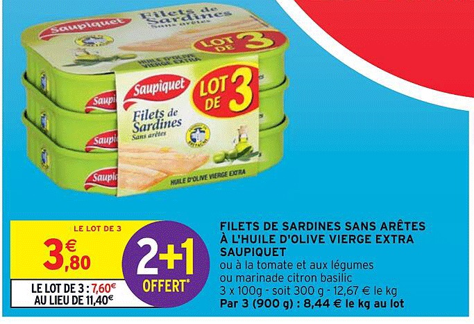 filets de sardines sans arêtes à l'huile d'olive vierge extra saupiquet