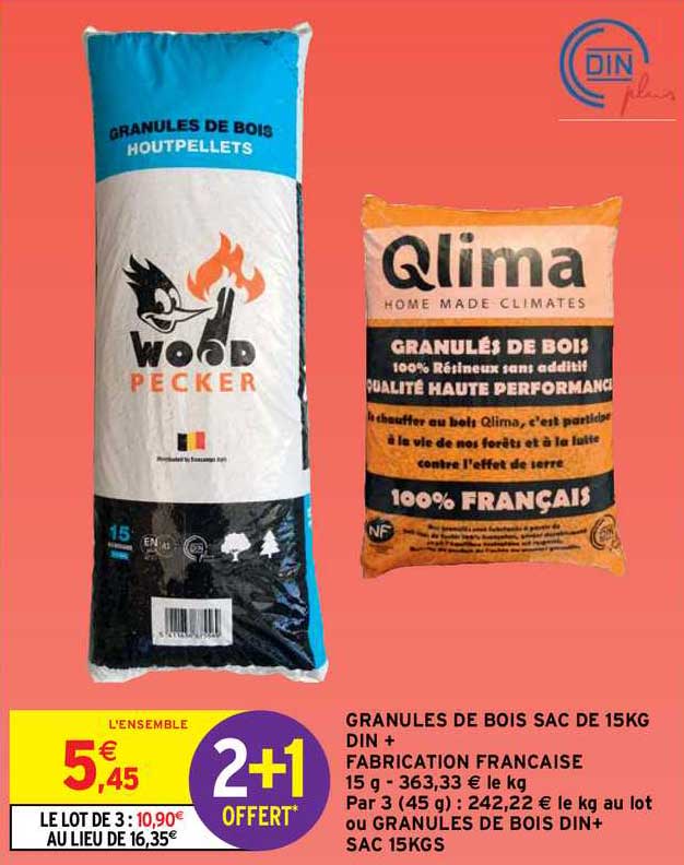 granules de bois sac de 15 kg din + fabrication française
