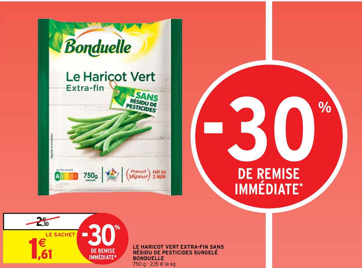 le haricot vert extra-fin sans résidu de pesticides surgelé bonduelle