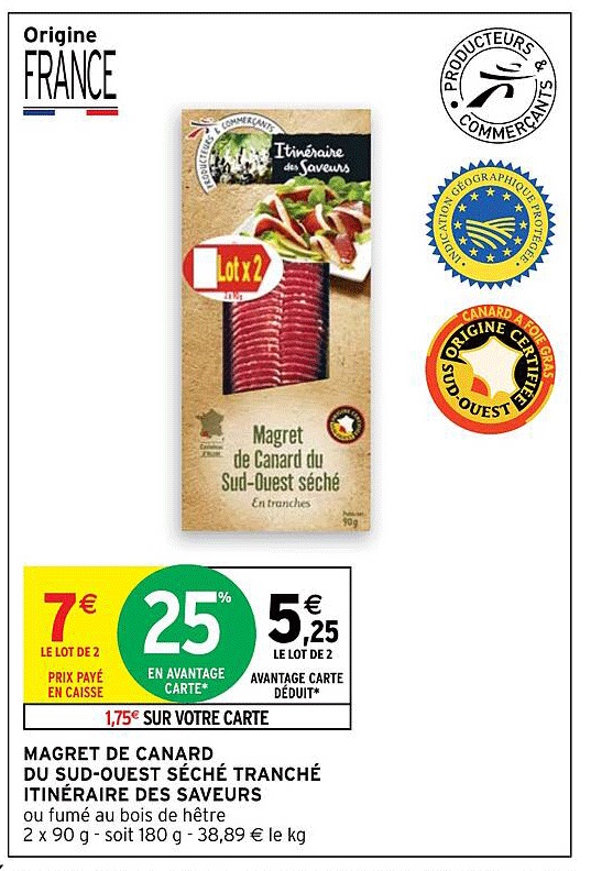 magret de canard du sud-ouest séché tranché itinéraire des saveurs