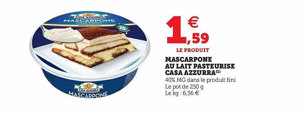 mascarpone au lait pasteurisé casa azzurra