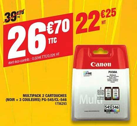 Multipack 2 Cartouches (noir + 3 Couleurs) Pg-545-cl-546