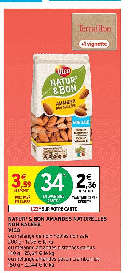 natur' & bon amandes naturelles non salées vico