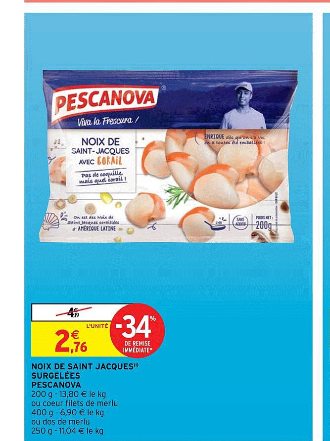 noix de saint jacques surgelées pescanova
