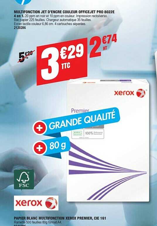 papier blanc multifonction xerox premier, cie 161