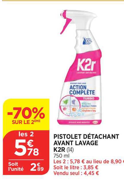 pistolet détachant avant lavage k2r