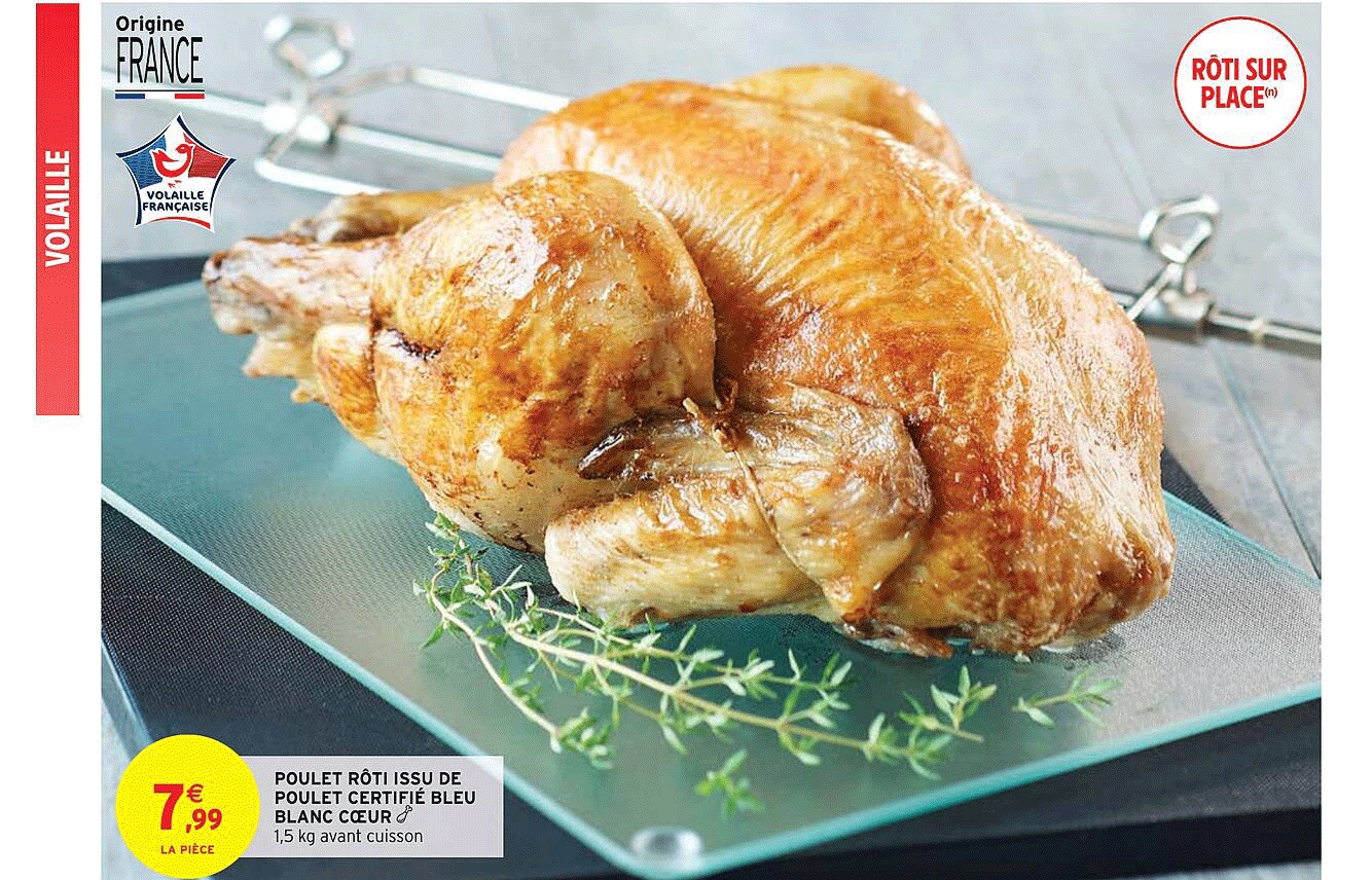 poulet rôti issu de poulet certifié bleu blanc cœur