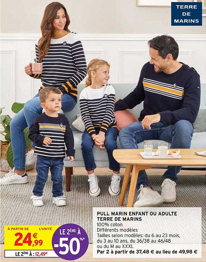 pull marin enfant ou adulte terre de marins