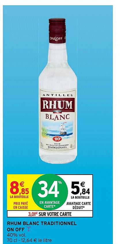 rhum blanc traditionnel on off
